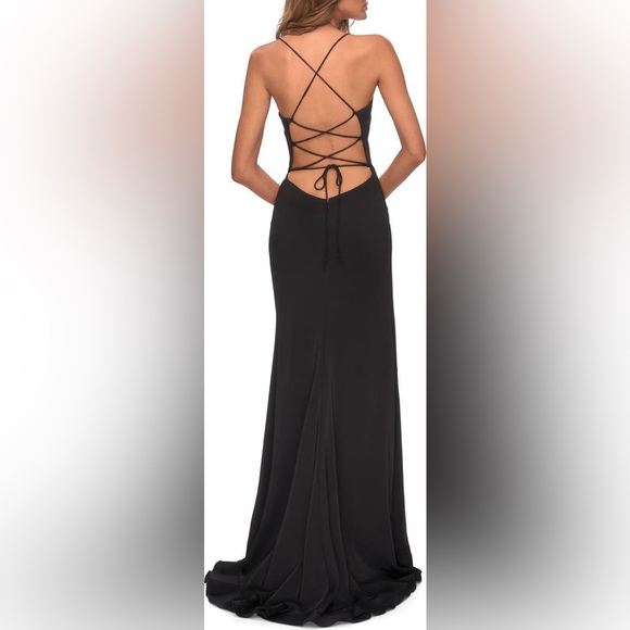 La Femme Flutter Slit Trumpet Gown NWT size 0 - Picture 8 of 8